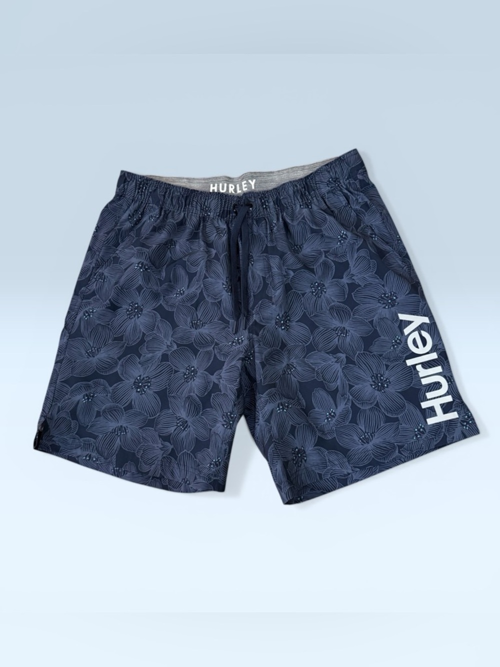 Hurley Swim Shorts Trunks Men XL Dark Blue Floral Tropical Stretch Pockets